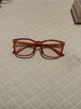Translucent Amber Square Frame FAKE Glasses